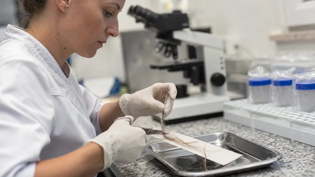 Laboratorijski tehničar priprema uzorak kose za analizu